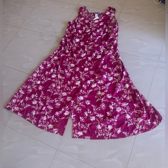 Koret pink Floral Sleeveless Maxi Button Front Dress 2X Plus summer lightweight - Picture 16 of 16